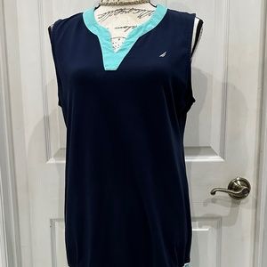 Nautica, Navy blue/ green women’s V neck dress, size L